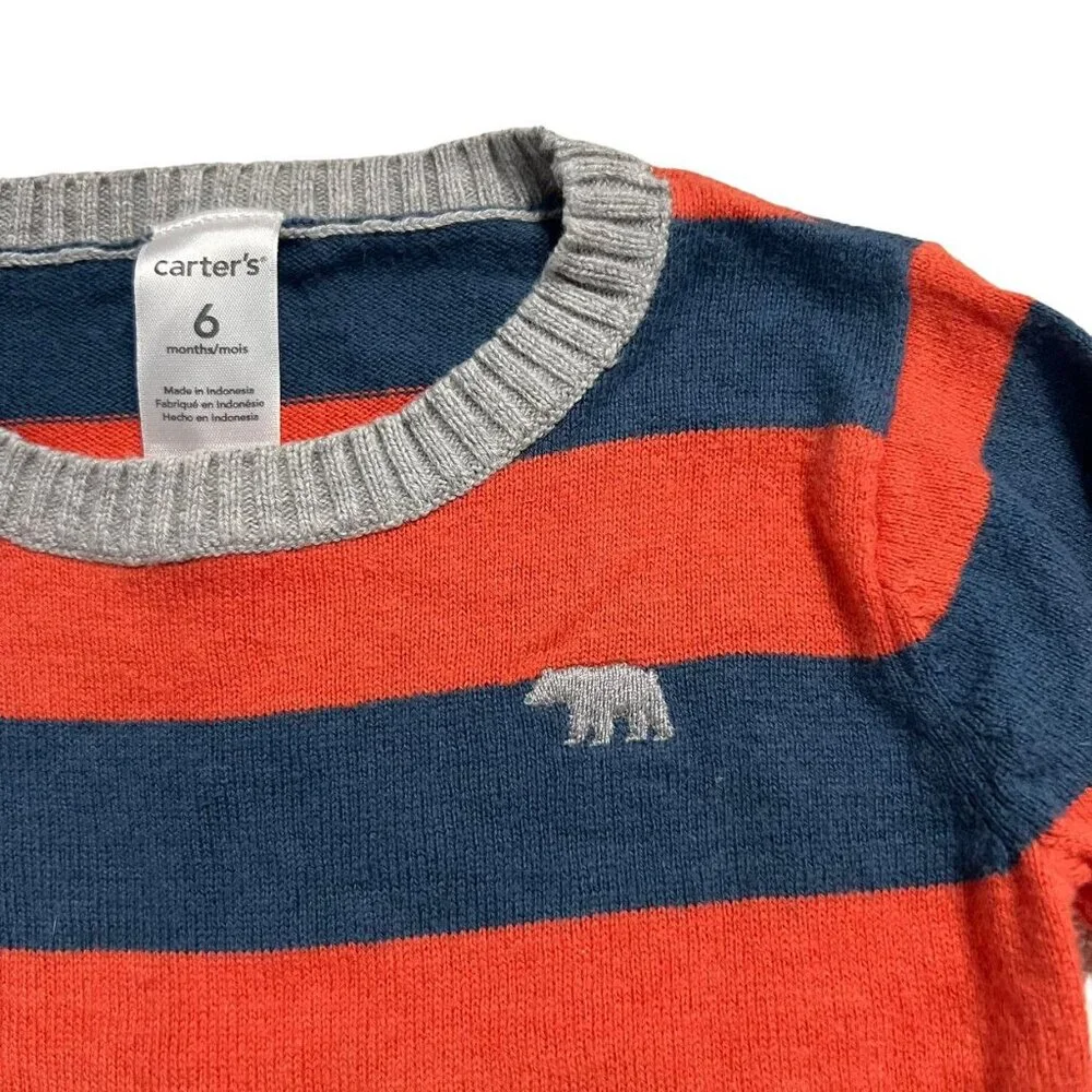 Carter's 6m Red & Navy Striped Sweater & Pants Set